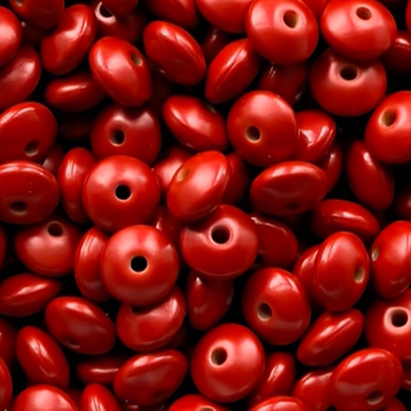 12mm Red Metallic Silicone Lentil Bead