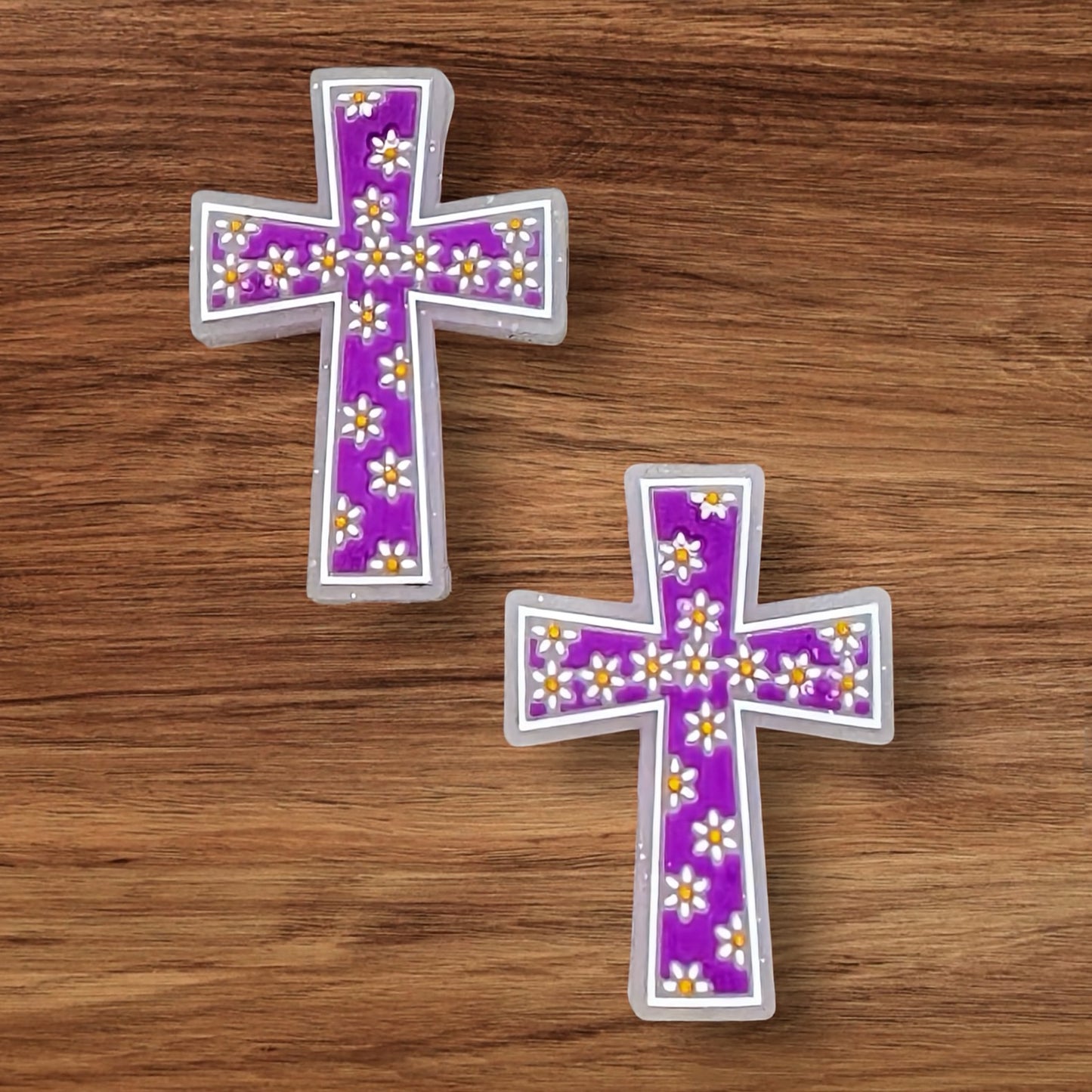 Purple Floral Cross Focal