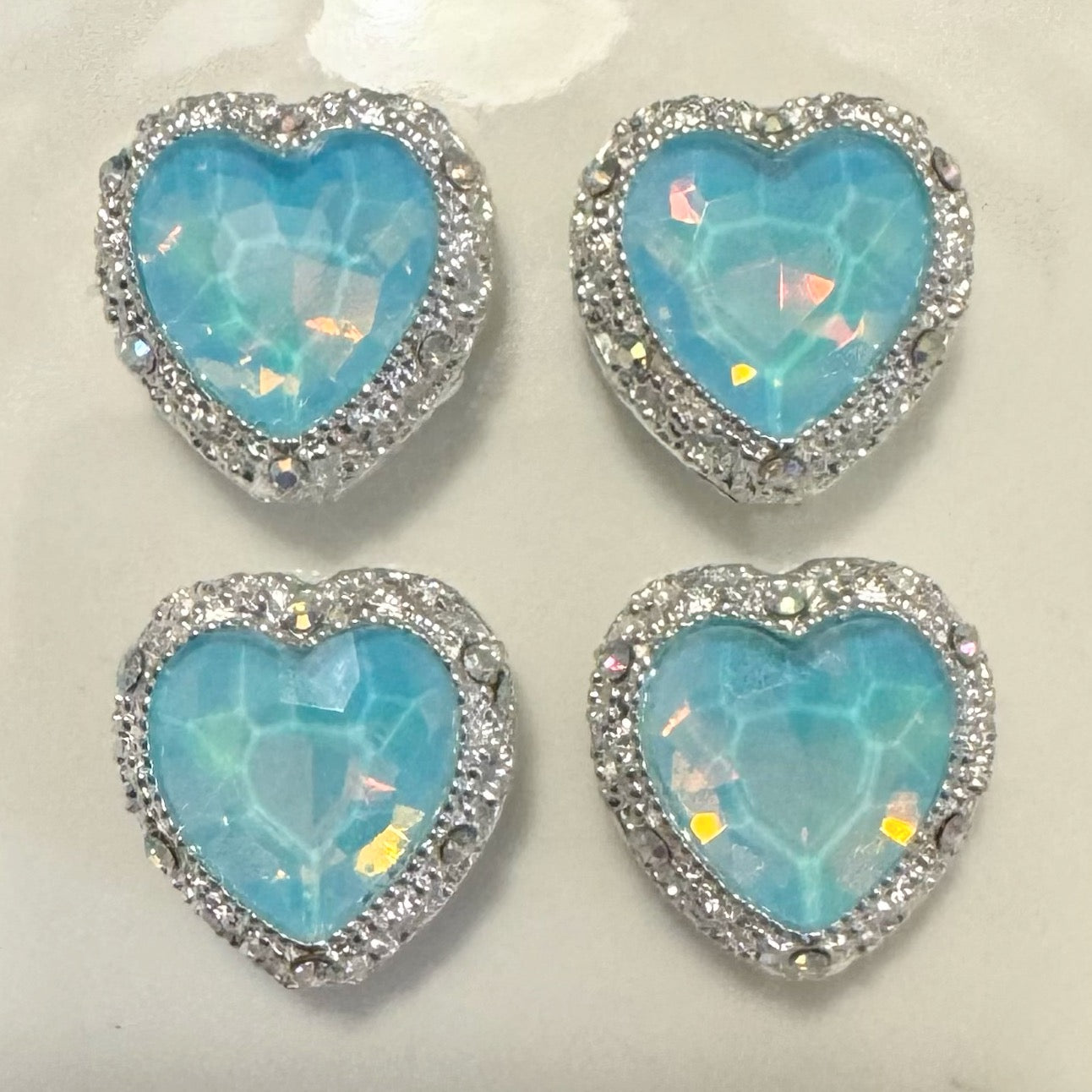 Heart Silver Blue Opal Gemstone Bead