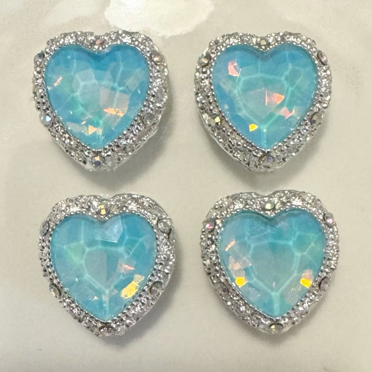 Heart Silver Blue Opal Gemstone Bead