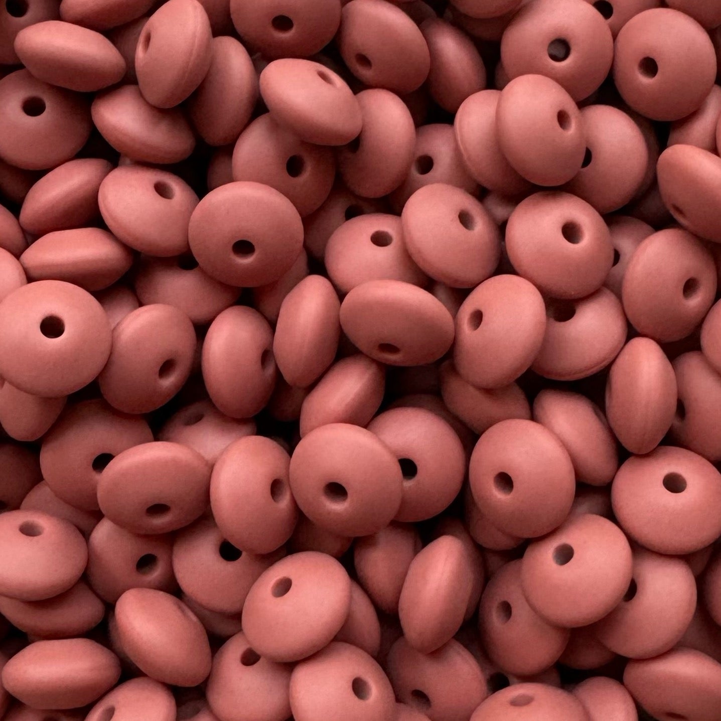 12mm Rubber Red Silicone Lentil Bead