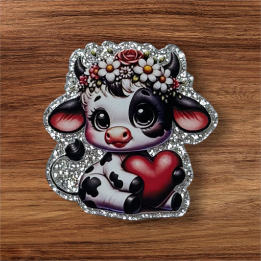 Cow With Heart Acrylic Flatback