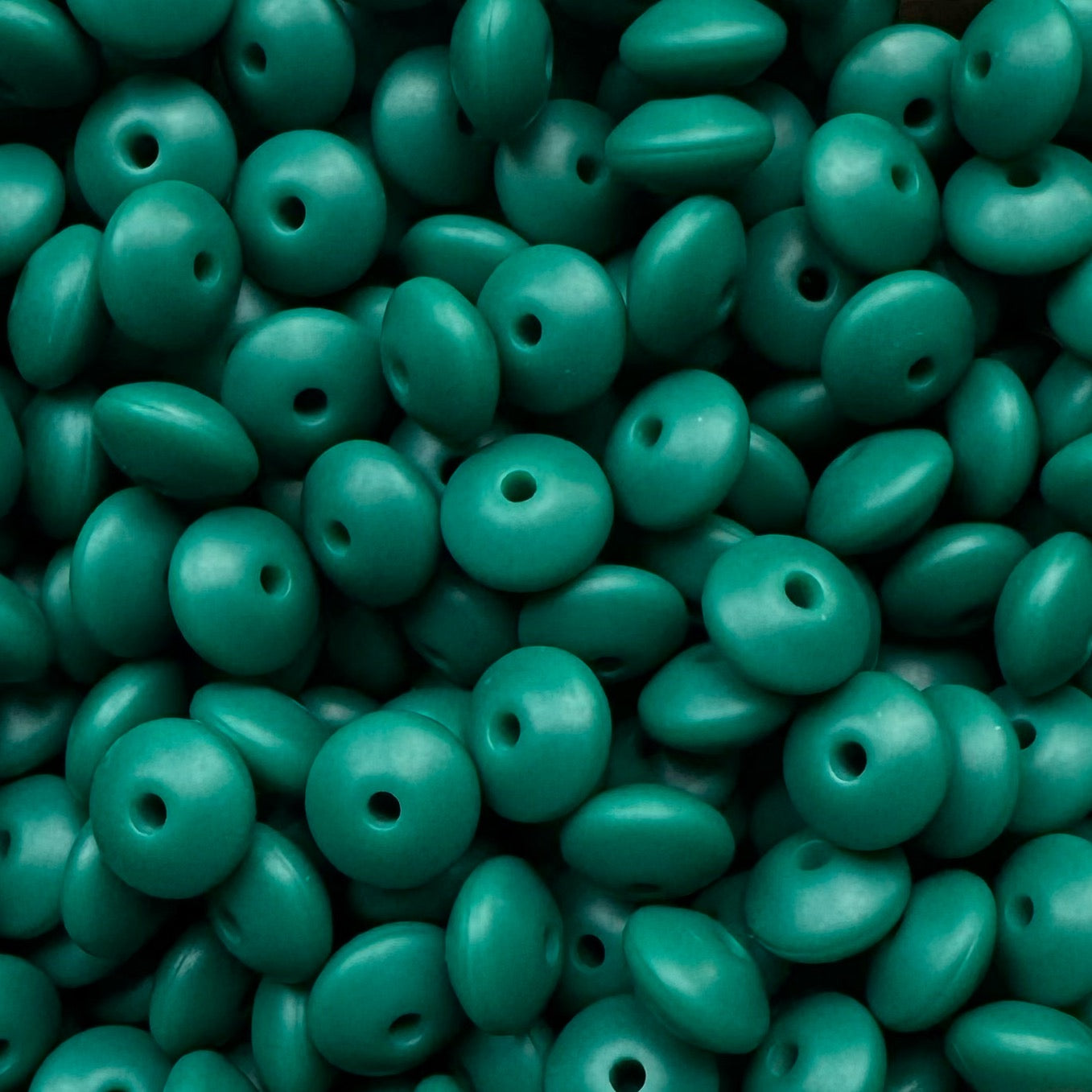 12mm Blackish Green Silicone Lentil Bead