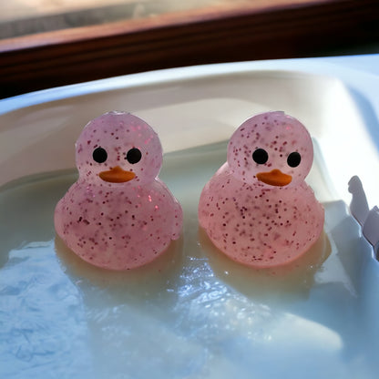 3-D Pink Glitter Silicone Duck Focal