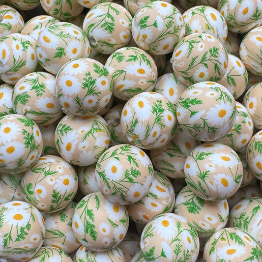 15mm Blooming Daisies Silicone Bead