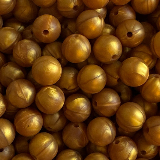 12mm Earthy Gold Silicone Bead