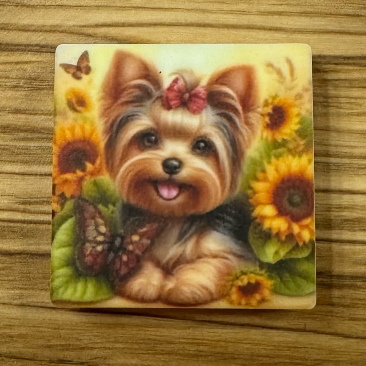 Yorkie With Sunflower Focal