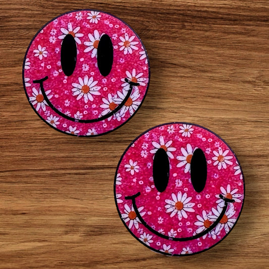 Pink Floral Happy Face Focal (Custom)