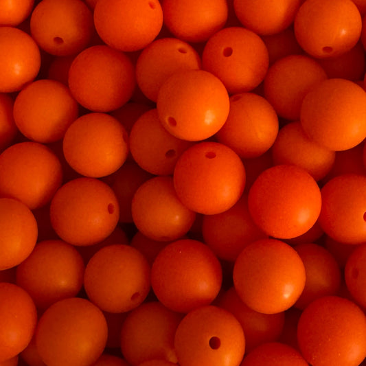 12mm Orange Red Silicone Bead