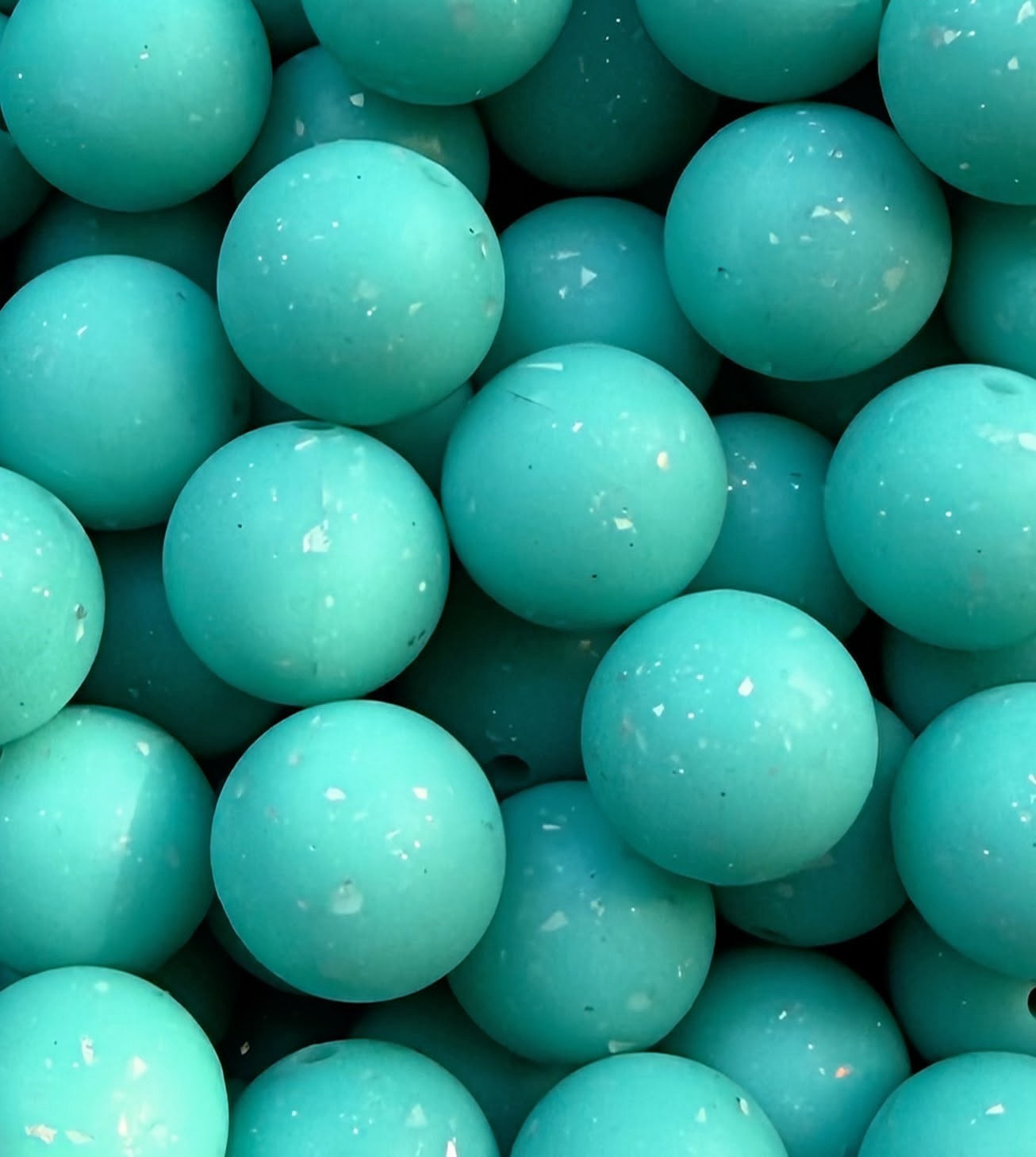 15mm Turquoise Glitter Silicone Bead