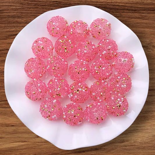 16mm Sugar & Gold Acrylic Bead (Pink)