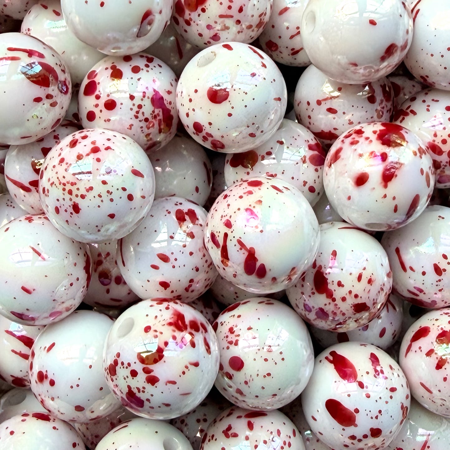 16mm Blood Splatter Acrylic Bead