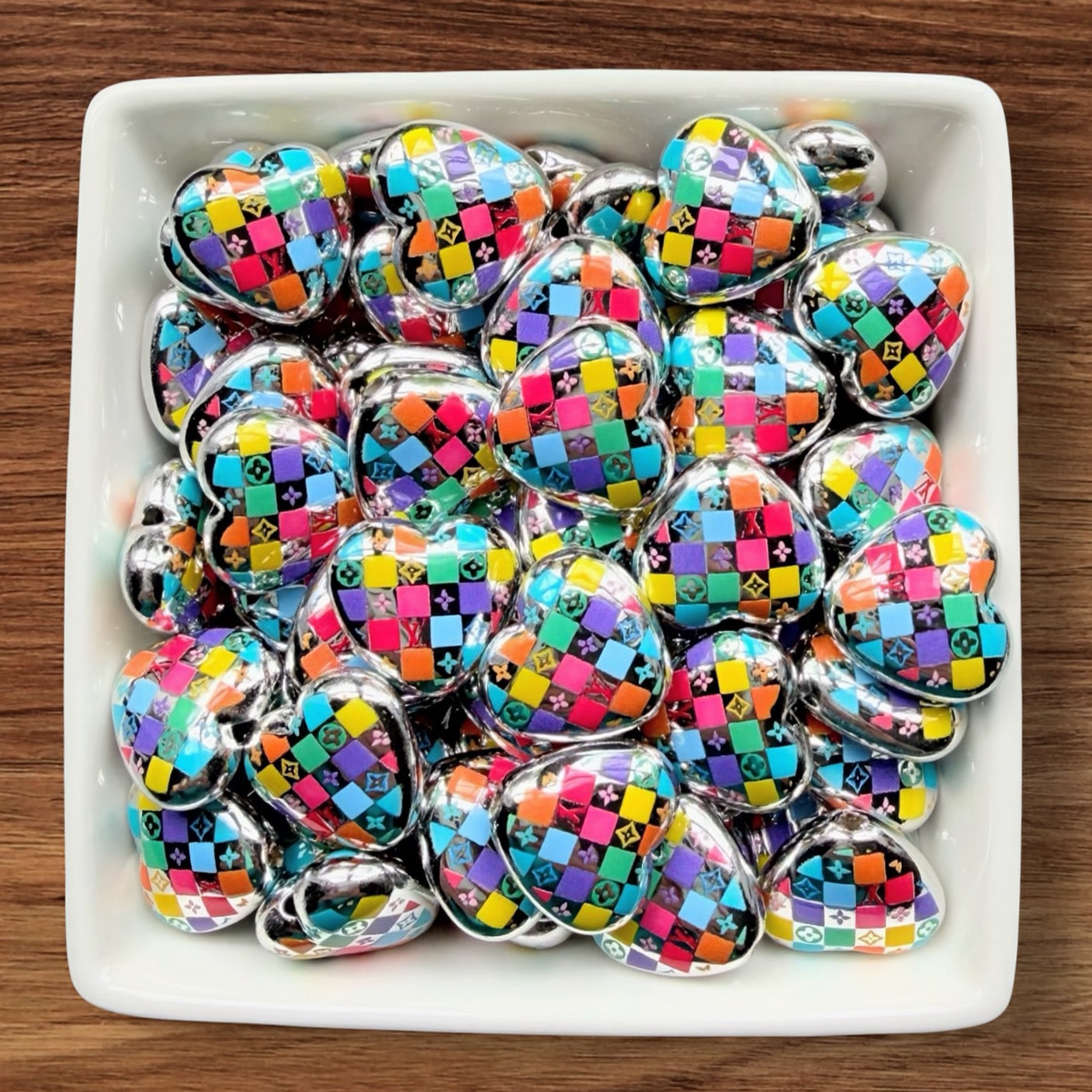 Designer Acrylic Heart Bead