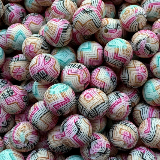 15mm Colorful ZigZag Silicone Bead