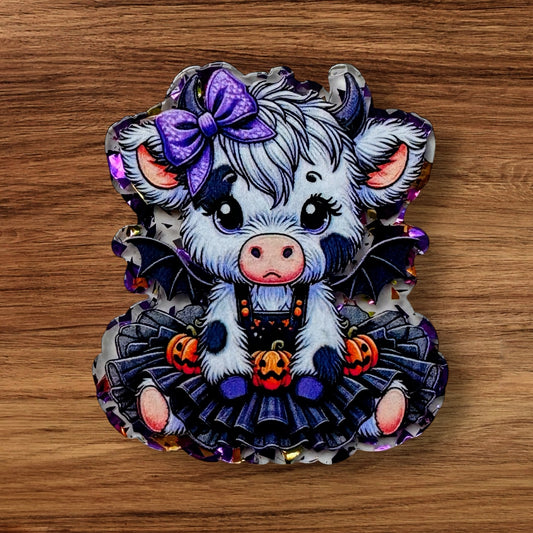Cow With Pumpkins Acrylic Flatback