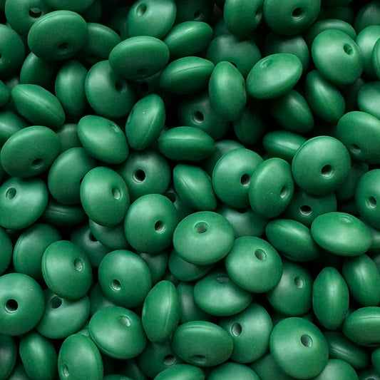 12mm Holly Green Silicone Lentil Bead