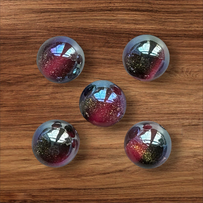 16mm Black & Pink Galaxy Acrylic Bead