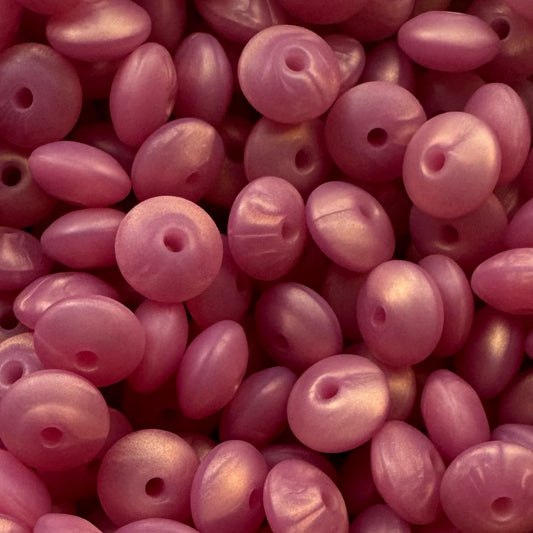 12mm Pearl Pink Silicone Lentil Bead