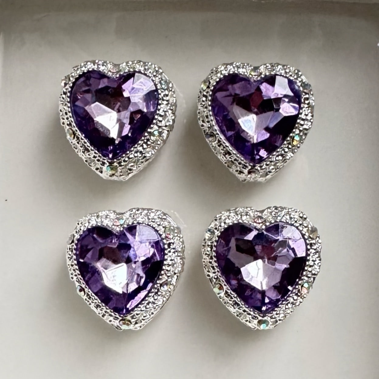 Silver Heart Purple Gemstone Bead