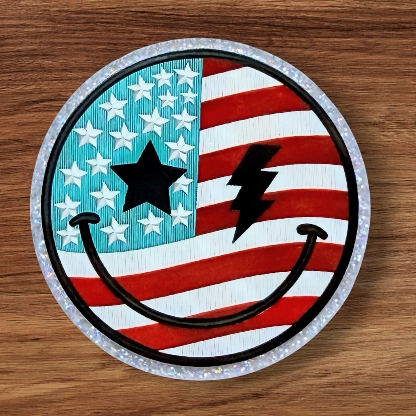 Patriotic Happy Face Acrylic Flatback