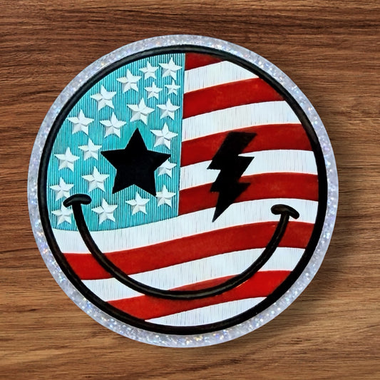 Patriotic Happy Face Acrylic Flatback