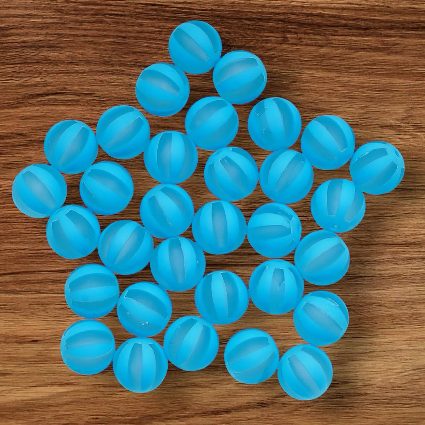 16mm Matte Striped Acrylic Bead