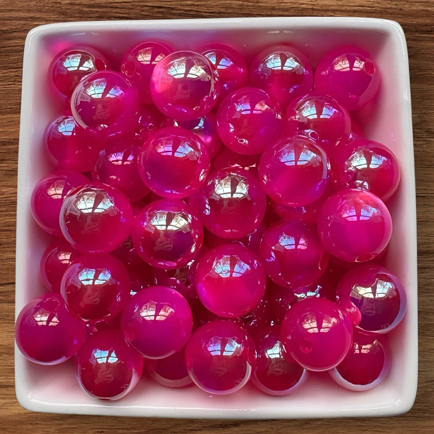 16mm Hot Pink Cats Eye Glitter Acrylic Bead