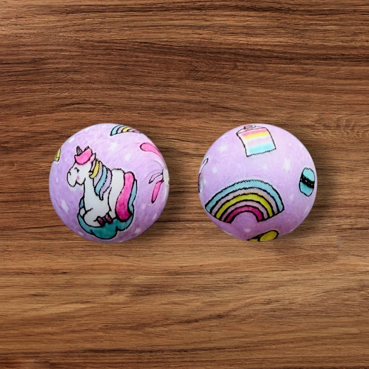 15mm Unicorns & Rainbows Silicone Bead
