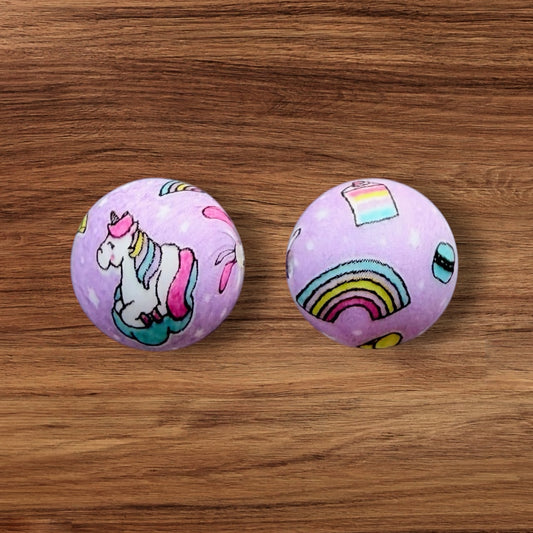 15mm Unicorns & Rainbows Silicone Bead