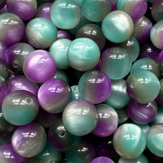 16mm Green & Purple Galaxy Bead