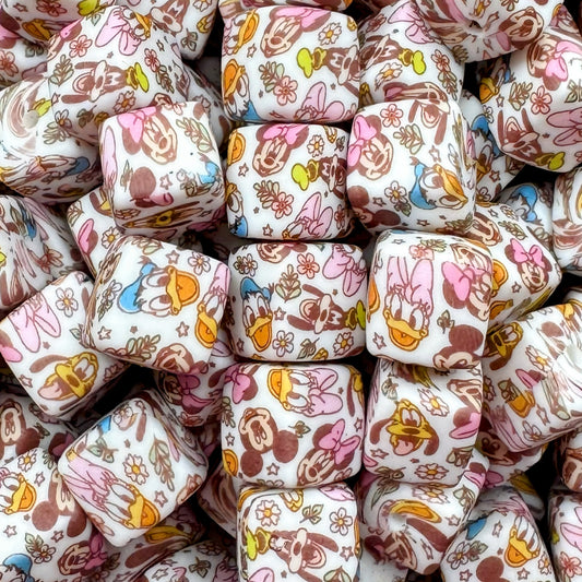 14mm Mouse & Friends Square Silicone Bead