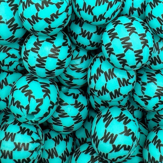 15mm Black & Turquoise Silicone Bead