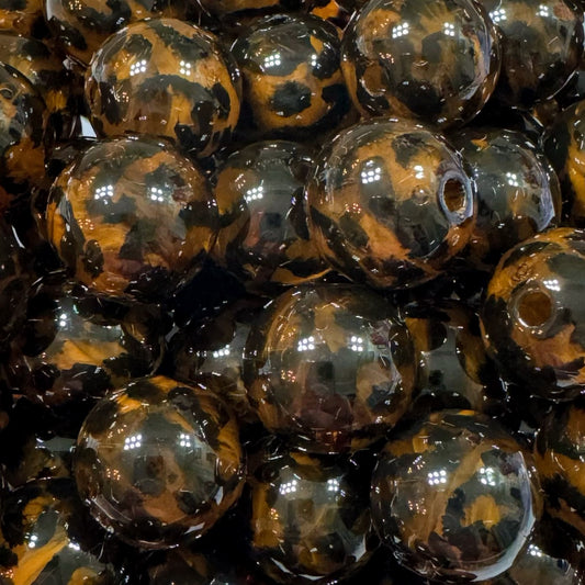 16mm Brown Leopard Acrylic Bead