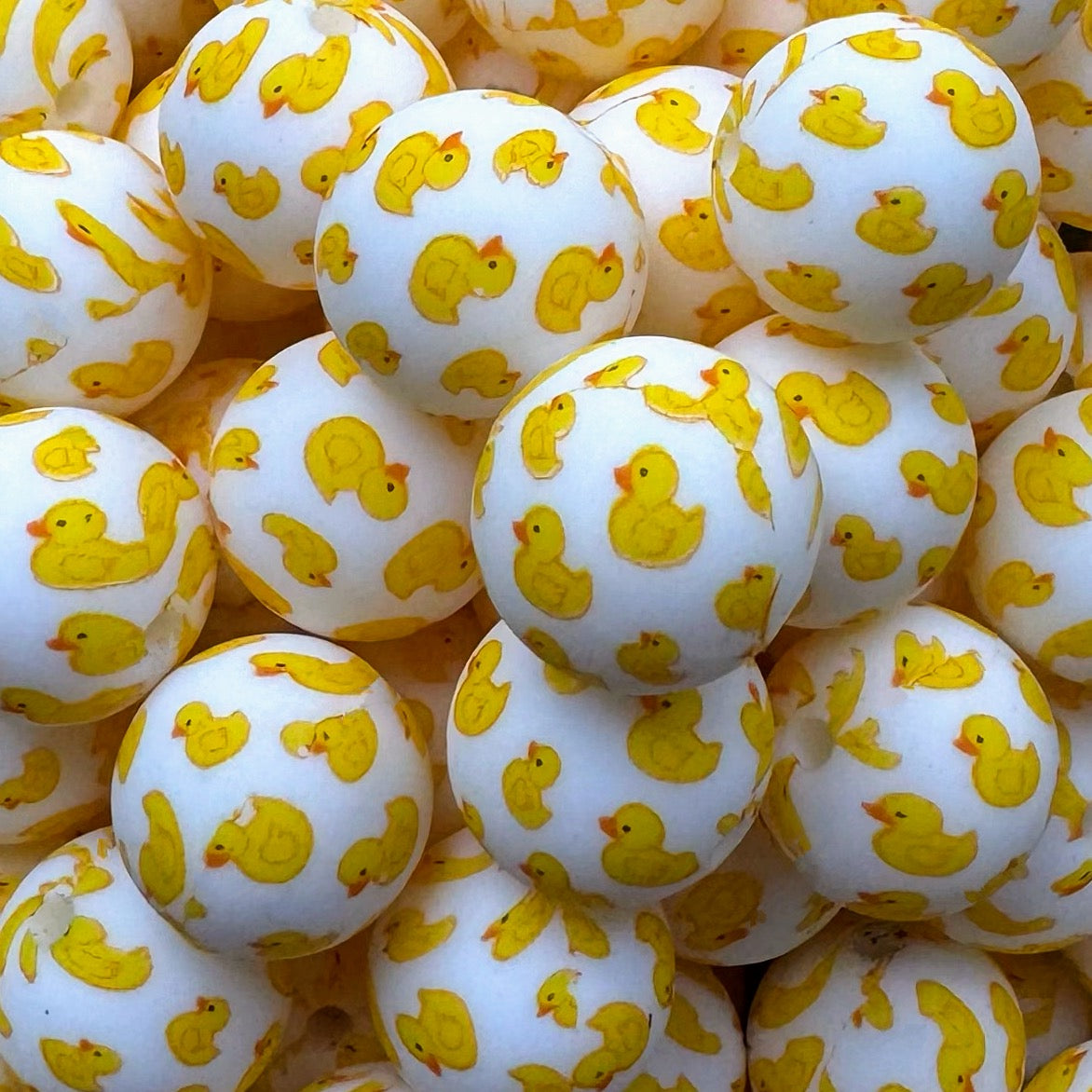 15mm Yellow Duck Silicone Beads