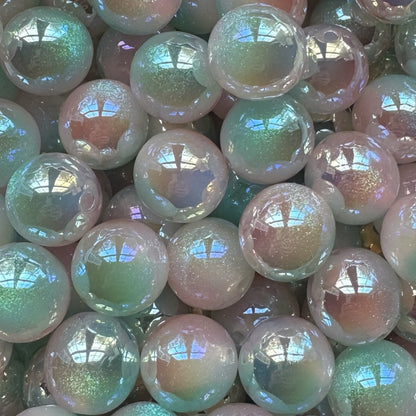 16mm UV Green & Pink Glitter Acrylic Bead