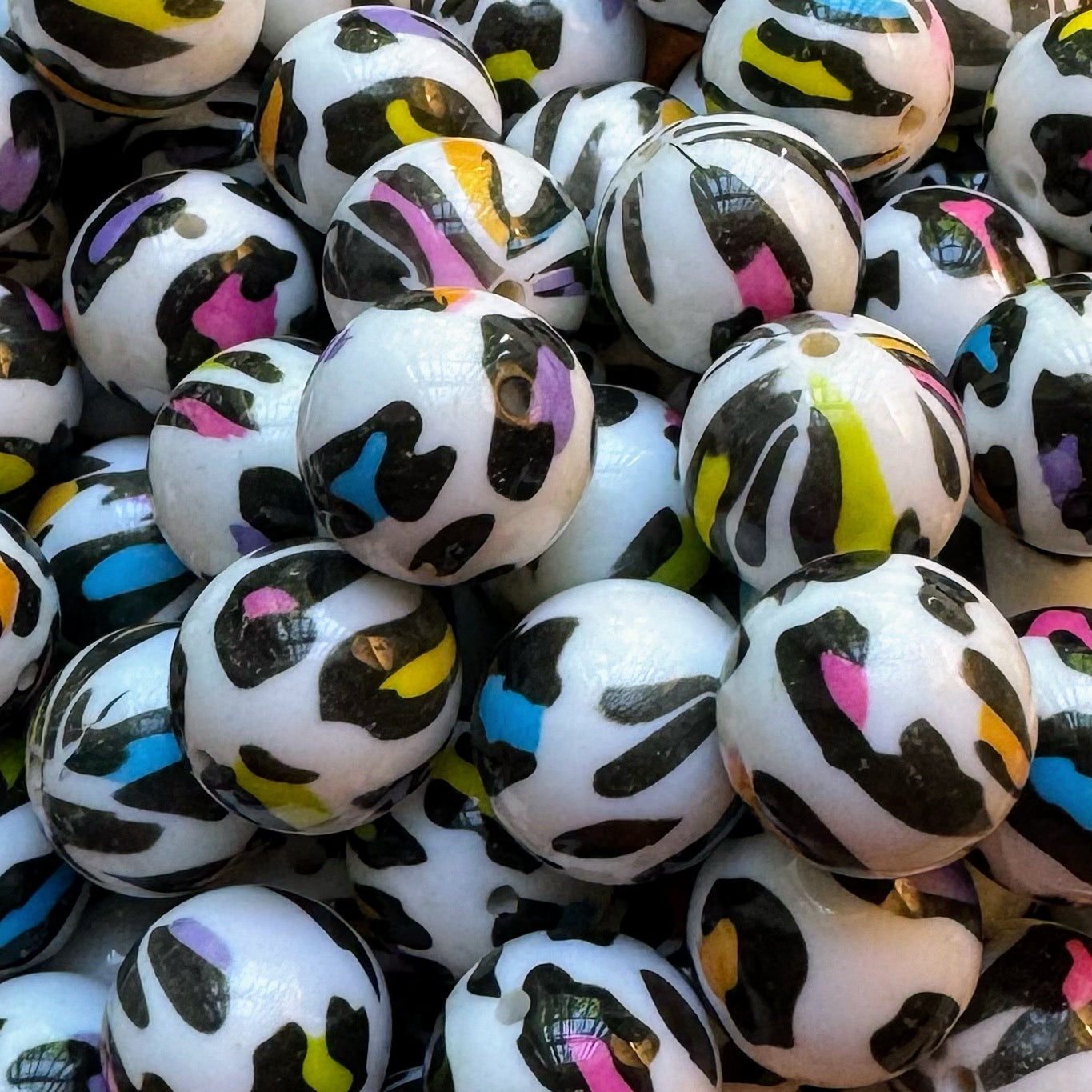 20mm Colorful Leopard Acrylic Bead