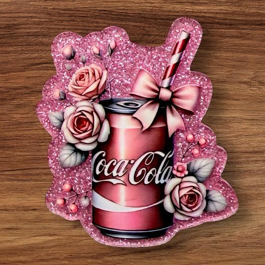 Pink Floral Coke Acrylic Flatback