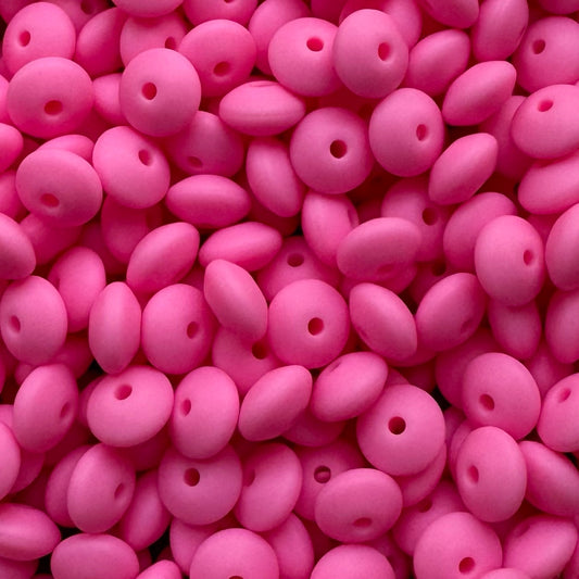 12mm Quartz Pink Silicone Lentil Bead