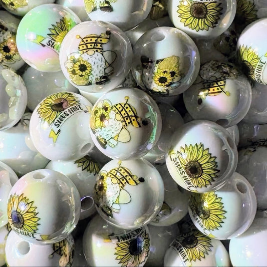 16mm Gnome & Sunflower Acrylic Beads