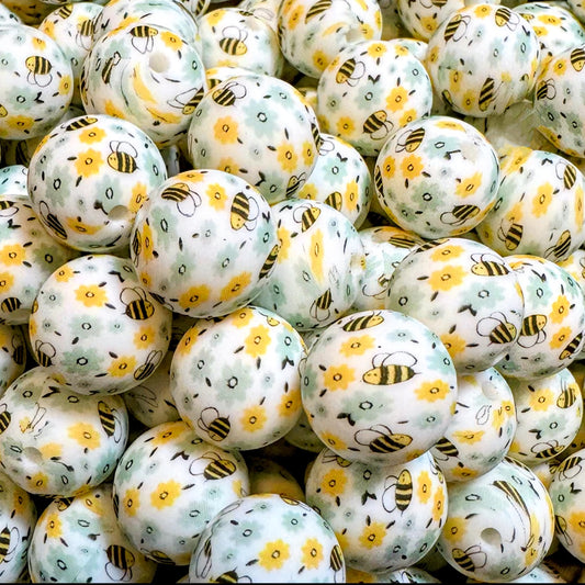 15mm Bee Silicone Beads