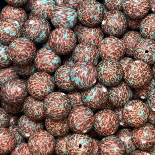 15mm Brown Turquoise Silicone Bead