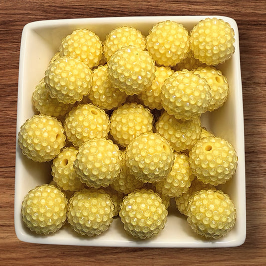 20mm Clear Yellow Rhinestone Bead