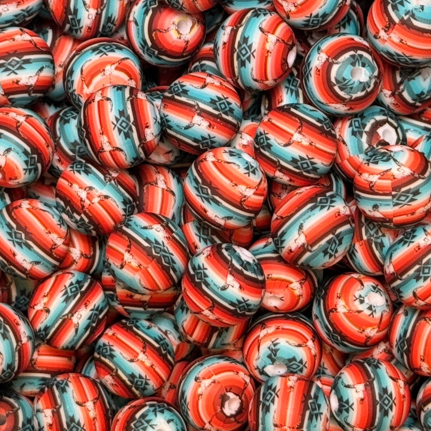 15mm Western Aztec Silicone Bead