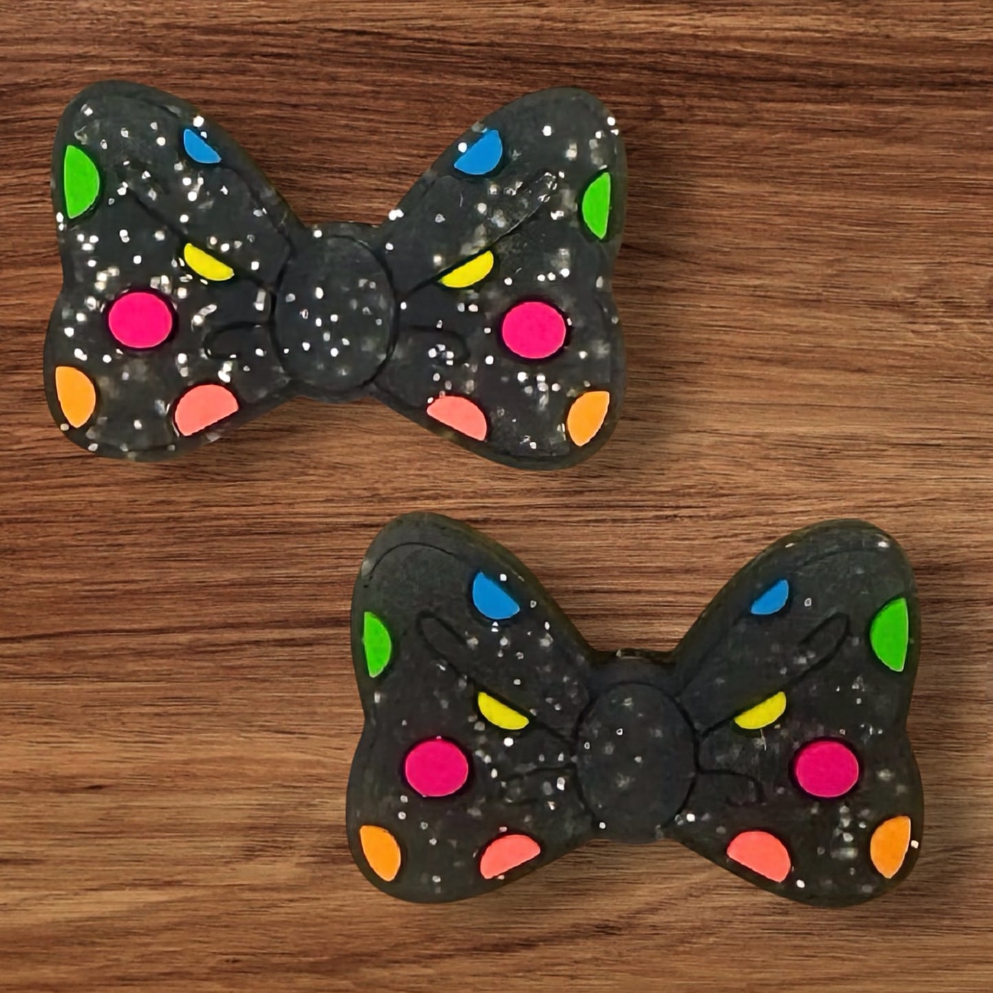 Gray Neon Polka Dot Bow Focal