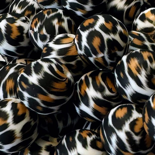 15mm Sketchy Leopard Print Silicone Bead
