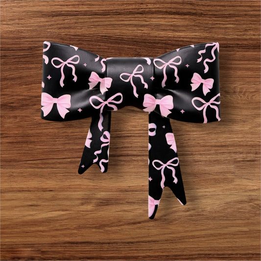 Pink Bows on Black Straw Topper/Focal (Custom)