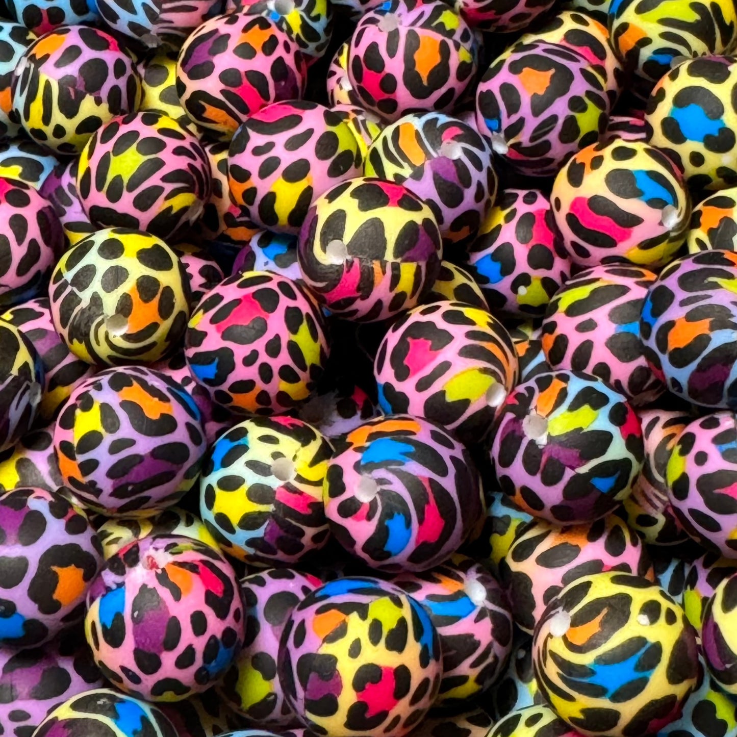15mm Colorful Leopard Silicone Bead