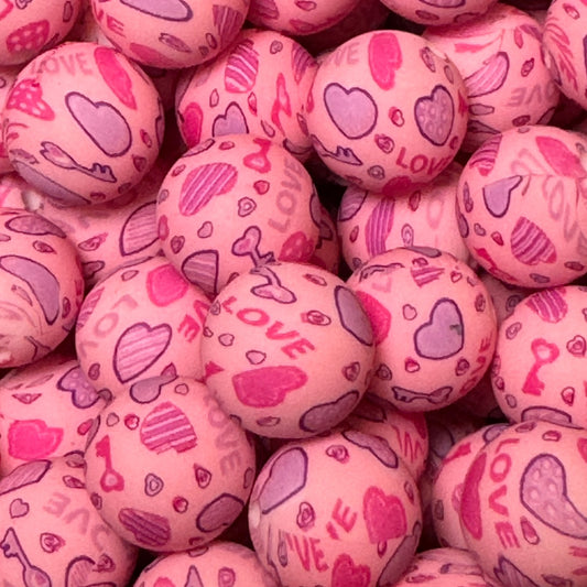 15mm Pink Heart Silicone Bead