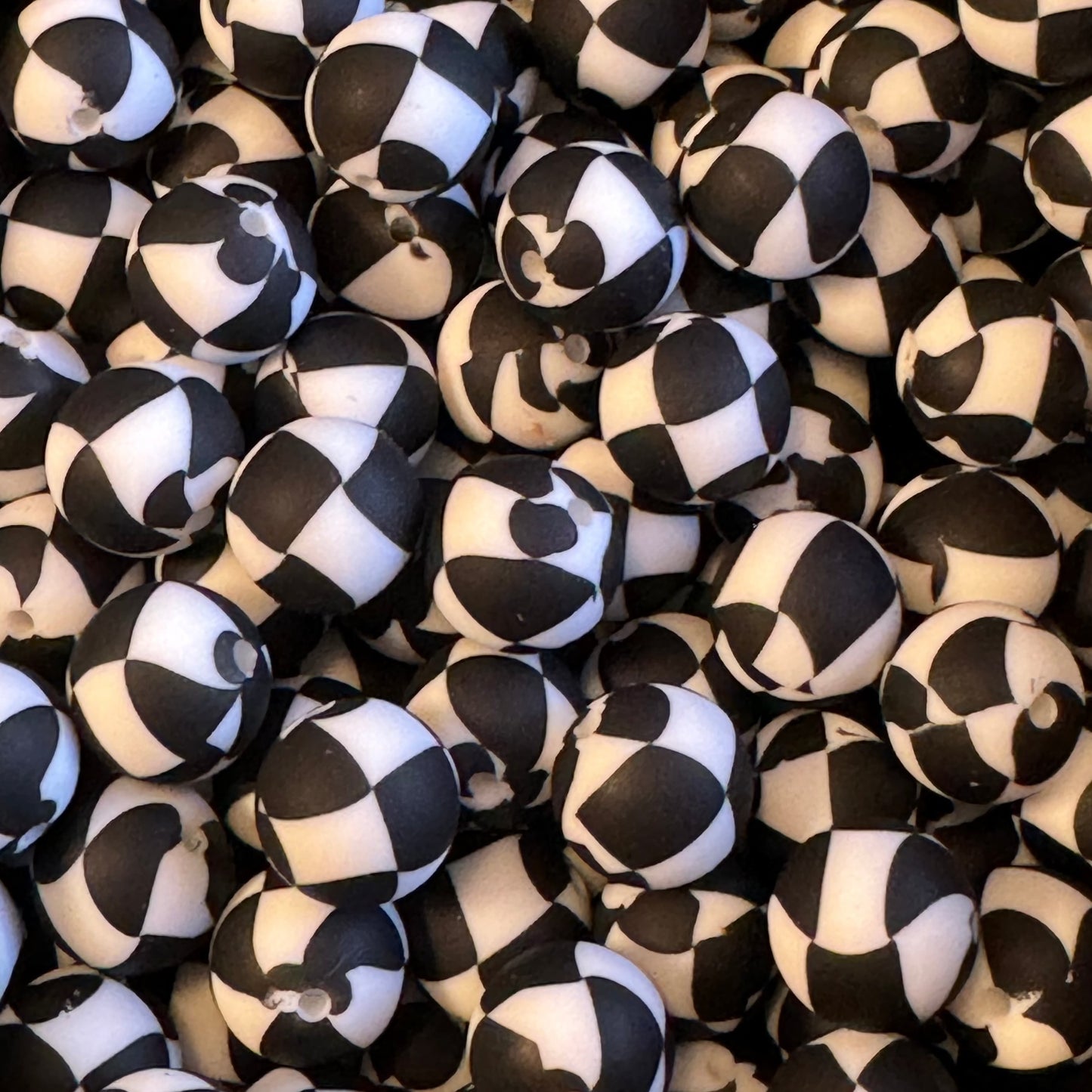15mm Checkered Silicone Bead