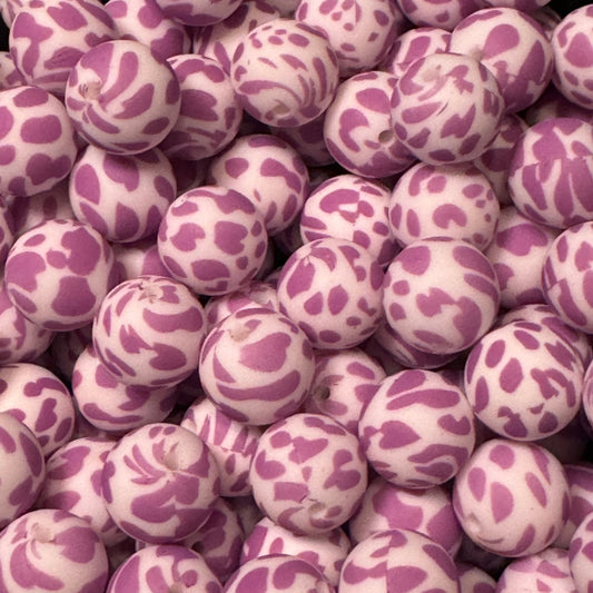 15mm Purple Cow Silicone Bead